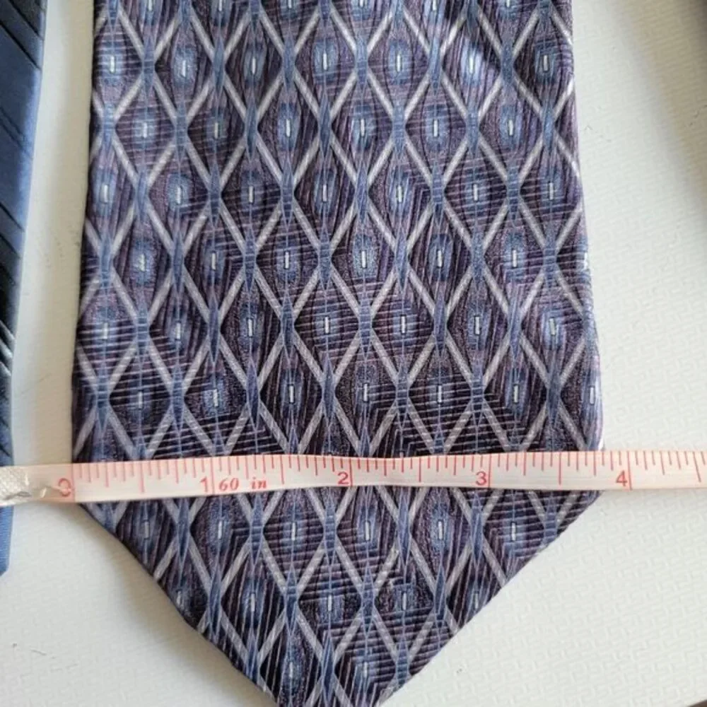 4 Murano Italia 100% Silk Bold Geometric Striped Neck Ties 60x4 Blue‎ Purple